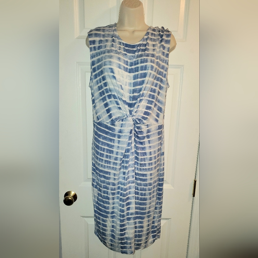 Summery Blue and White Striped Midi Dress